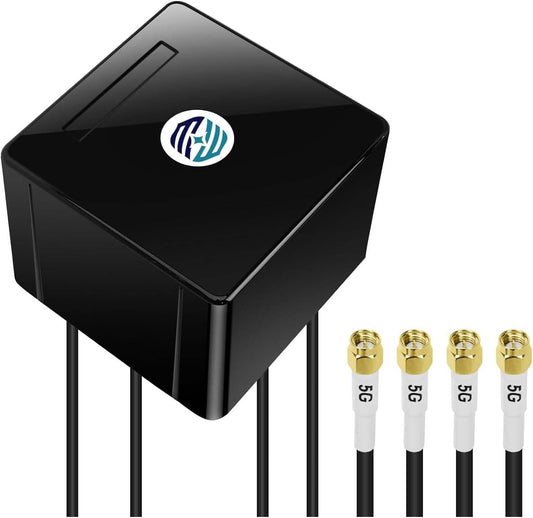 Maswell 5G Antenne Outdoor 4X4 MIMO | Met 6 dBi Omni Mobilfunk 600–8000 MHz Kruisgepolariseerd LTE 5G NR Antenne met WiFi 6E voor Wohnmobil Haus Router Modem | 4X SMA-stekker