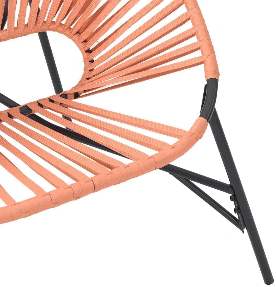 Polyrattan Garden Chair in Egg Shape Black and Orange Comfortable Outdoor Relax Chair with Powder Coated Steel Frame Weatherproof - QUORE