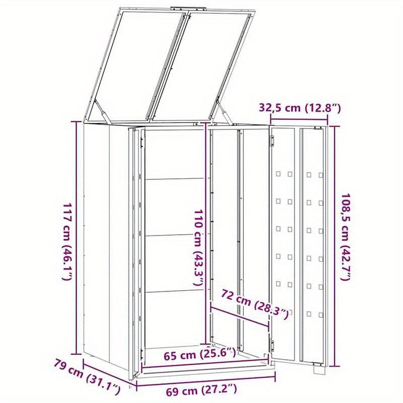Afvalbak – Prullenbak – Afvalcontainer – Vuilnisbak – Afvalemmer – Stalen Constructie – 1 Ton Capaciteit – Antraciet – 69x79x117 cm