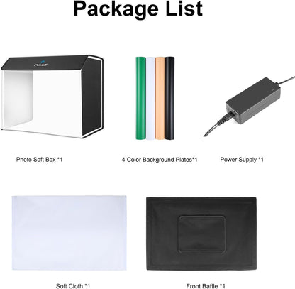Fotobox, draagbaar lichtveld voor fotostudio, dimbaar, inklapbaar, PULUZ 60 x 40 cm, met 4 gekleurde achtergronden, voor sieraden, productfotografie