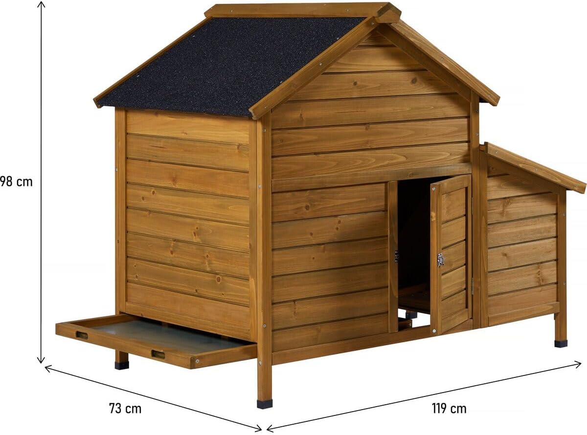 Chicken coop wood with nesting box "Cocotte" - Brown - maroon - QUORE