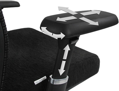 hjh OFFICE Nova Pro 657651 Professionele bureaustoel van stof, zwart, ergonomisch met netrug, zonder hoofdsteun