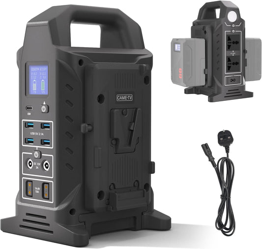 V-mount Acculader – Batterijlader – Acculader – V-Mount Voeding – Batterijoplader – 3-in-1 Functie – Hot Swap Batterijwissel – USB-C PD 65W