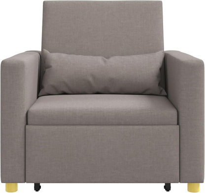 Uitschuifbare slaapbank, eenpersoons, taupe, 90 x 165 x 87 cm, stof, Scandinavische stijl, stoel voor woonkamer, slaapkamer, werkkamer, logeerkamer - QUORE