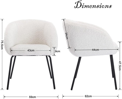 chairus Soft Faux Fur Lounge Accent Chair Upholstered Tub Chair with Metal Legs Armchair for Vanity/Bedroom, White