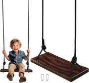 Schommelzitje - Schommels - Kinderschommel - Schommelplankje - voor Binnen Buiten - In Hoogte Verstelbaar Touw - Belastbaar tot 200kg - Hout - 42 x 20 x 210 cm - Bruin