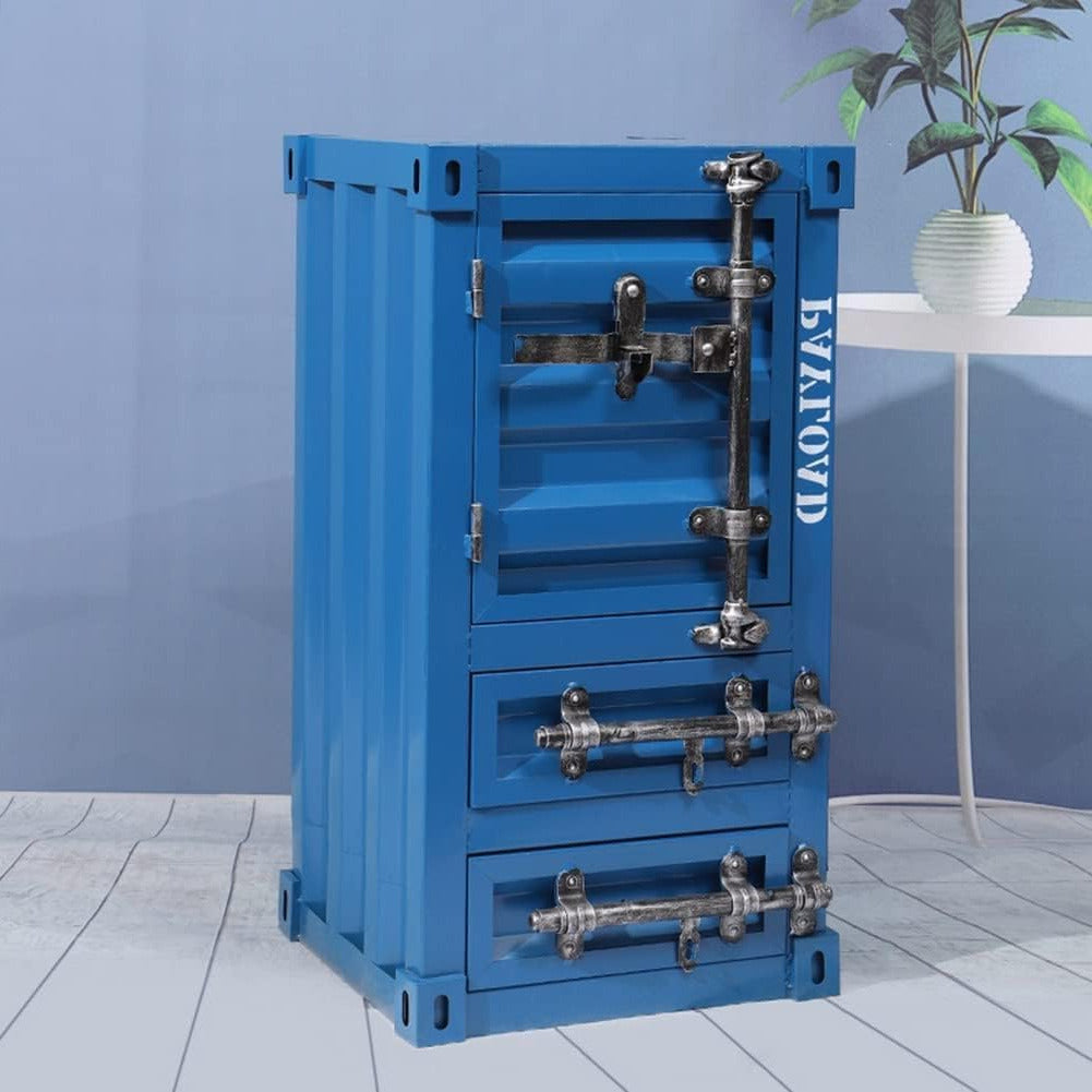 Metal Locker Cabinet Industrial Style - Creative Container Bedside Storage Cabinets For Home, Restaurant, Bar, Gym - Metal Storage Cabinet With Drawer(Color:C) - QUORE
