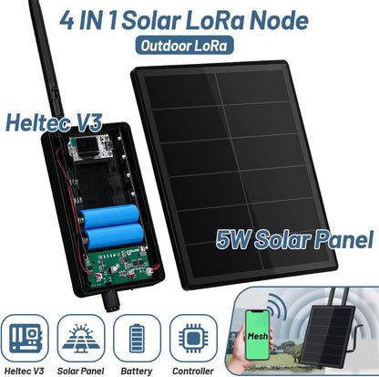 KEEPTEEN D5 Solar Lora Meshtastic Mesh Node Repeater 5 W BC Zonnepaneel Bult in Heltec ESP32 V3 Lora WiFi Bluetooth 5200 mAh batterij