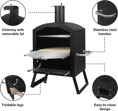 Pizzaoven – Houtoven – Outdoor Oven – Grilloven – Rookoven – Knapperige Pizza – Weerbestendig Gecoat Staal