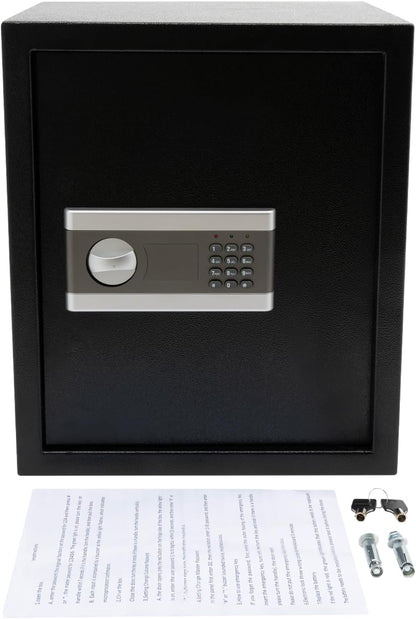 45L Safe Box, Household Safe, Fireproof, Furniture Safe with Key, Electronic Money Cabinet, Fireproof and Key with Combination Lock, Steel Plate, Safe, Document Safe, Wall Safe - QUORE