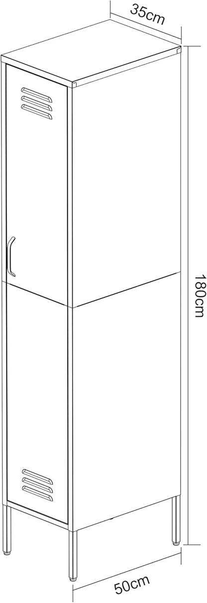 Locker Cabinet Metal 35x50x180cm / 90x50x180cm – Storage Cabinet with Adjustable Shelves, Steel Wardrobe/Wardrobe Industrial (Black, 35x50x180cm (LxWxH)) - QUORE