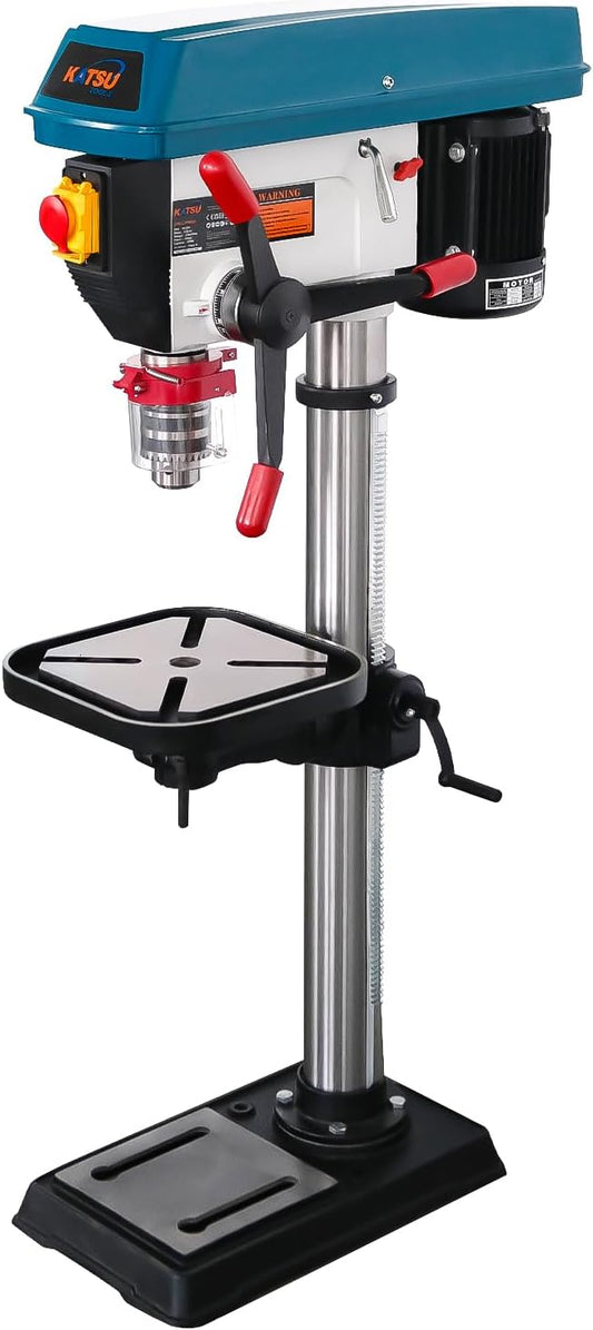 KATSU Tools Industriële bankpijlerboormachine, 900 W + 20 mm boorkop + 12 snelheden elektronische variabele snelheidsschakelaar + 85 mm maximale boordiepte + max. 2380 tpm + in hoogte verstelbare