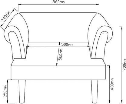 Atlantic Home Collection Charlie fauteuil, armleuningstoel met massief houten poten, fluweel, grijs, 74 x 86 x 70 cm