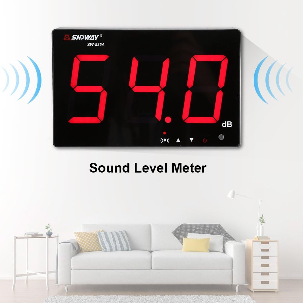 30~130dB geluidsniveaumeter, digitale decibelmeter met 9,6 inch LCD-scherm, nauwkeurigheid 1,5dB, wandmontage
