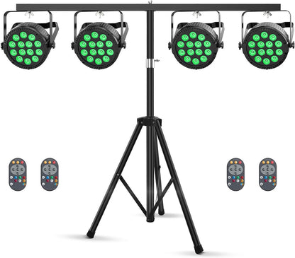 4pcs 14 * 6W RGBW LED Par Floodlight with Light Stand, DMX512 disco light stage light with remote control party light floodlight lighting Par LED light for stage DJ KTTV show bar Halloween - QUORE