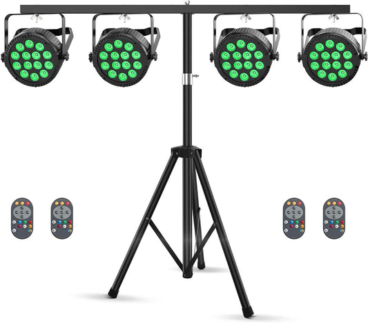 4pcs 14 * 6W RGBW LED Par Floodlight with Light Stand, DMX512 disco light stage light with remote control party light floodlight lighting Par LED light for stage DJ KTTV show bar Halloween - QUORE