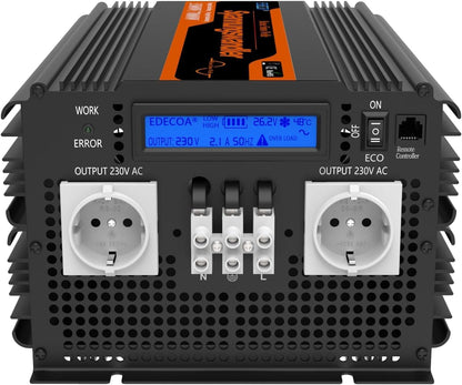 EDECOA Omvormer, 3500 W/7000 W, 24 V, 230 V, zuivere sinus, spanningsomvormer en lcd-scherm met afstandsbediening, voor camper, zonne-installatie, power omvormer