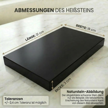 Lavasteen steakbord, extra groot, Hot Stone Stone Grill Set van bamboeplank, lavastone en porseleinen plaat, vlees, vis grillen op hete steen (XXL)