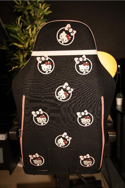 Konix Hello Kitty Gaming-bureaustoel, zithoek 150 graden, frame van hout en metaal, kussens, voetensteun, zwart en roze