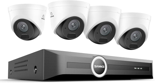 SANNCE 5MP PoE bewakingscamerasysteem 8CH 5MP NVR recorder videobewaking en 4x buiten IP-camera IP66, bewegingsdetectie