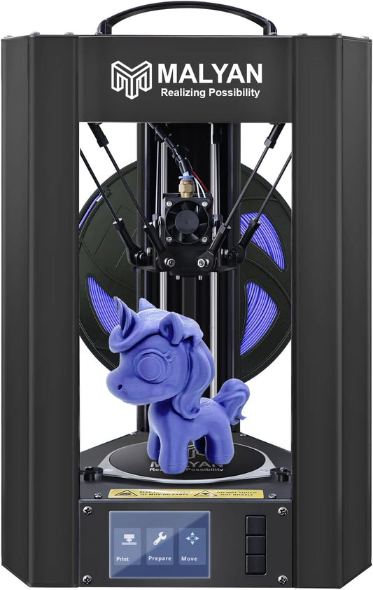 MALYAN M300 Mini Delta 3D-printer, kant-en-klaar gemonteerde FDM 3D-printer voor kinderen en beginners, microSD-kaart vooraf geïnstalleerd met printbare 3D-modellen, afdrukformaat 110 x 120 mm