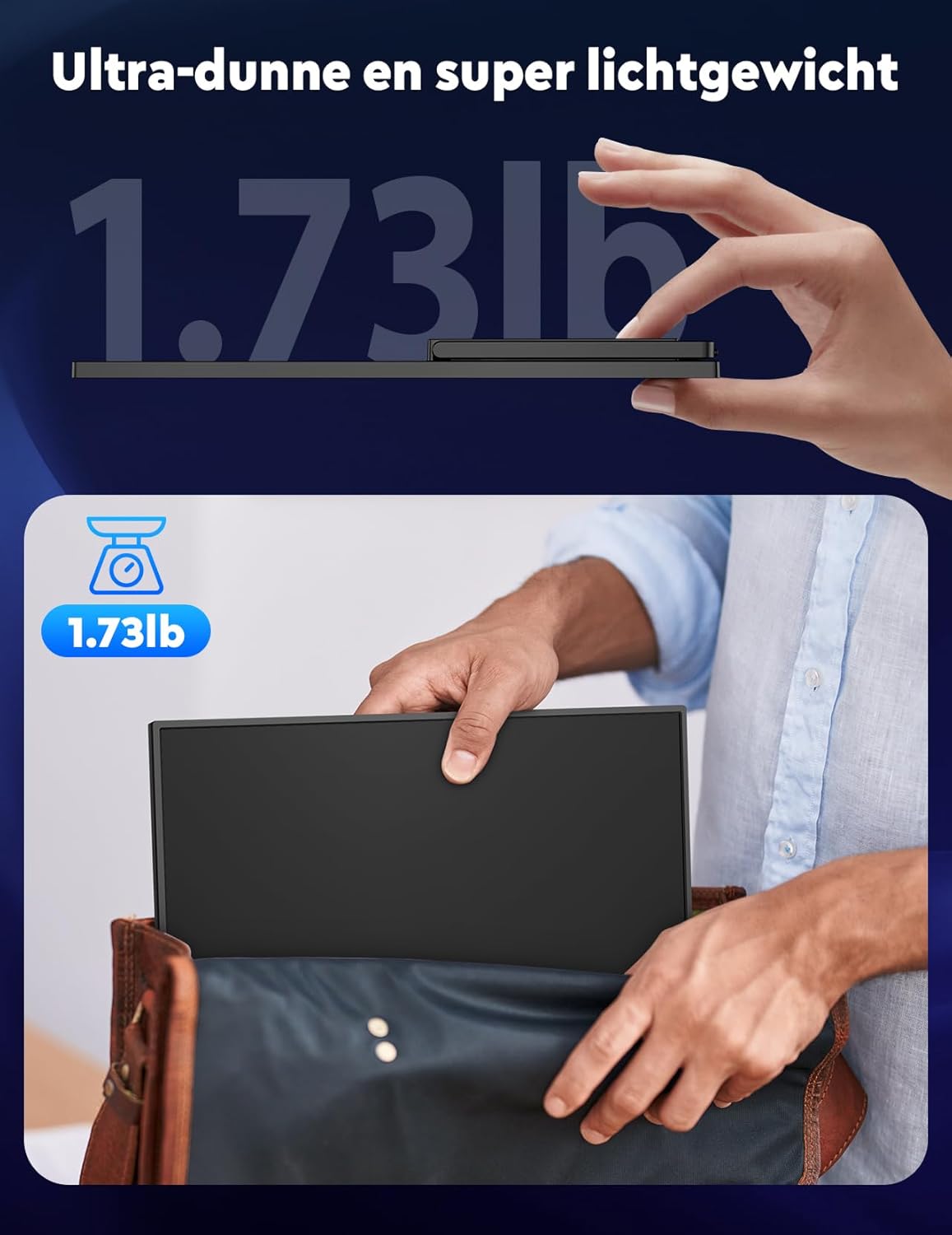 Draadloze Draagbare Monitor – Extra Scherm – Laptop Schermvergroter – Portable Scherm – Tweede Scherm – 15,6 Inch Full HD IPs – Ingebouwde 8000MAH Batterij & Speakers