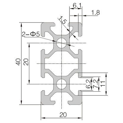 AluProfiel 2040 Alu Profiel 800mm T-Type Zwart Aluminium Profiel 20x40 Europese Standaard Geanodiseerde Lineaire Rail Extrusie 4 Stuks, voor DIY 3D-printer en CNC