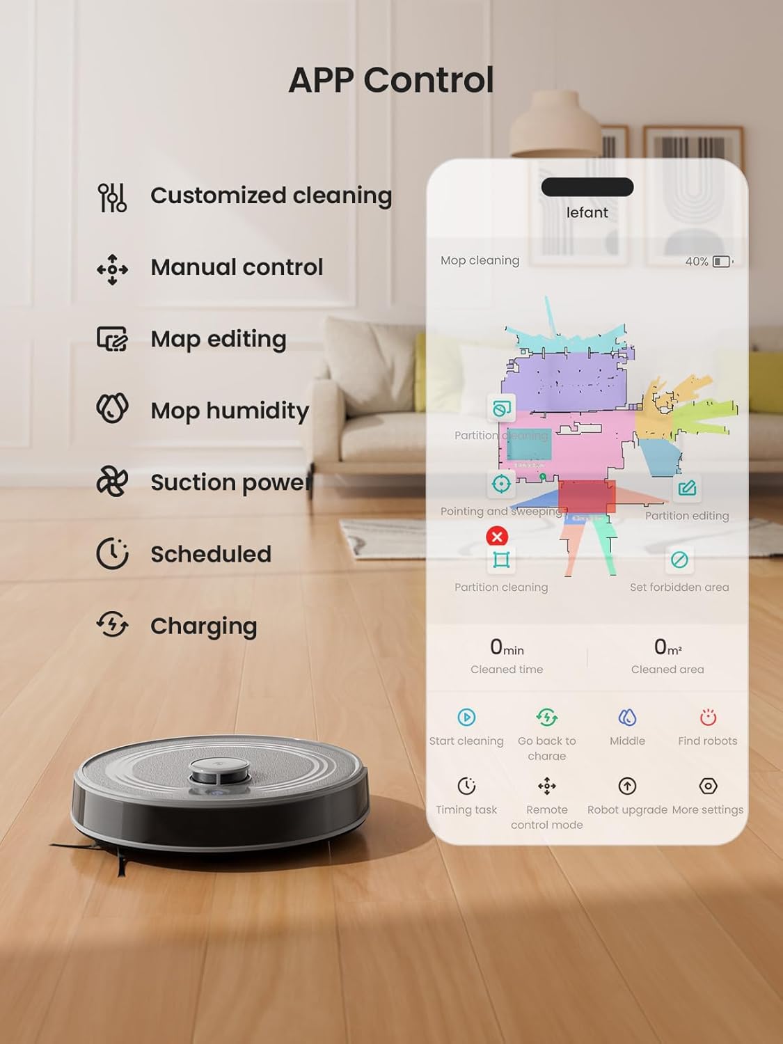 Robotstofzuiger – Robot Cleaner – Automatische Stofzuiger – Slimme Zuiger – Zelfrijdende Stofzuiger – 6000 Pa Zuigkracht – Lasernavigatie met PSD-Vermijding