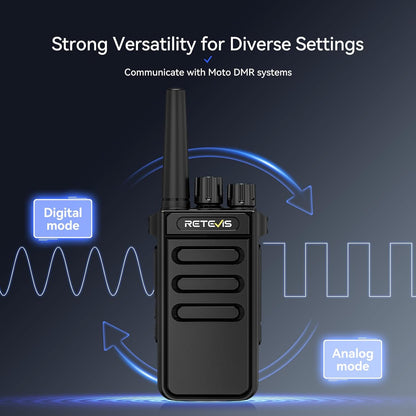 Retevis MateTalk P64 Digitale 2-Weg Radio met Oortelefoon, Professionele Walkie Talkies Lange Afstand, Compatibele Repeater, Groepsgesprek, voor Communicatiehandelaren en Retailers (5 pack)