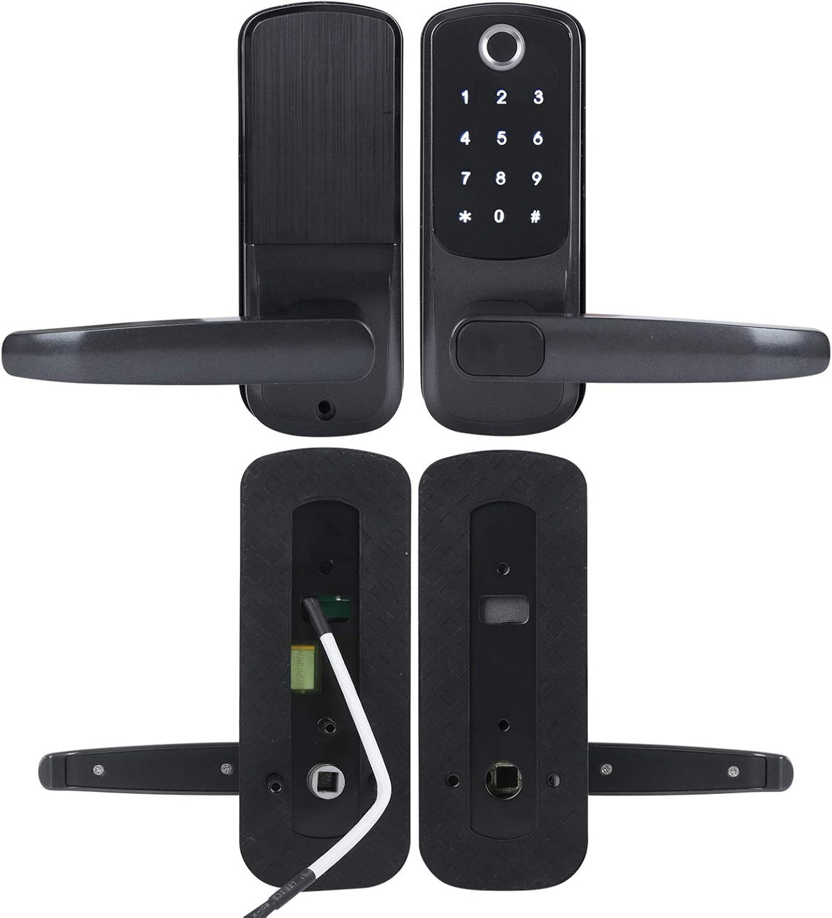 Slim deurslot, vingerafdruk wachtwoord deurslot wifi elektronisch touchscreen slot met handvat, 5 manieren om te ontgrendelen, ondersteuning voor spraakbesturing