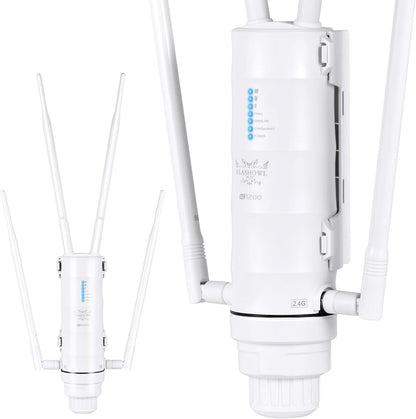 FLASHOWL Wifi-repeater voor buiten, 1200 Mbps waterdichte reikwijdte, signaalversterker en tuinrouter