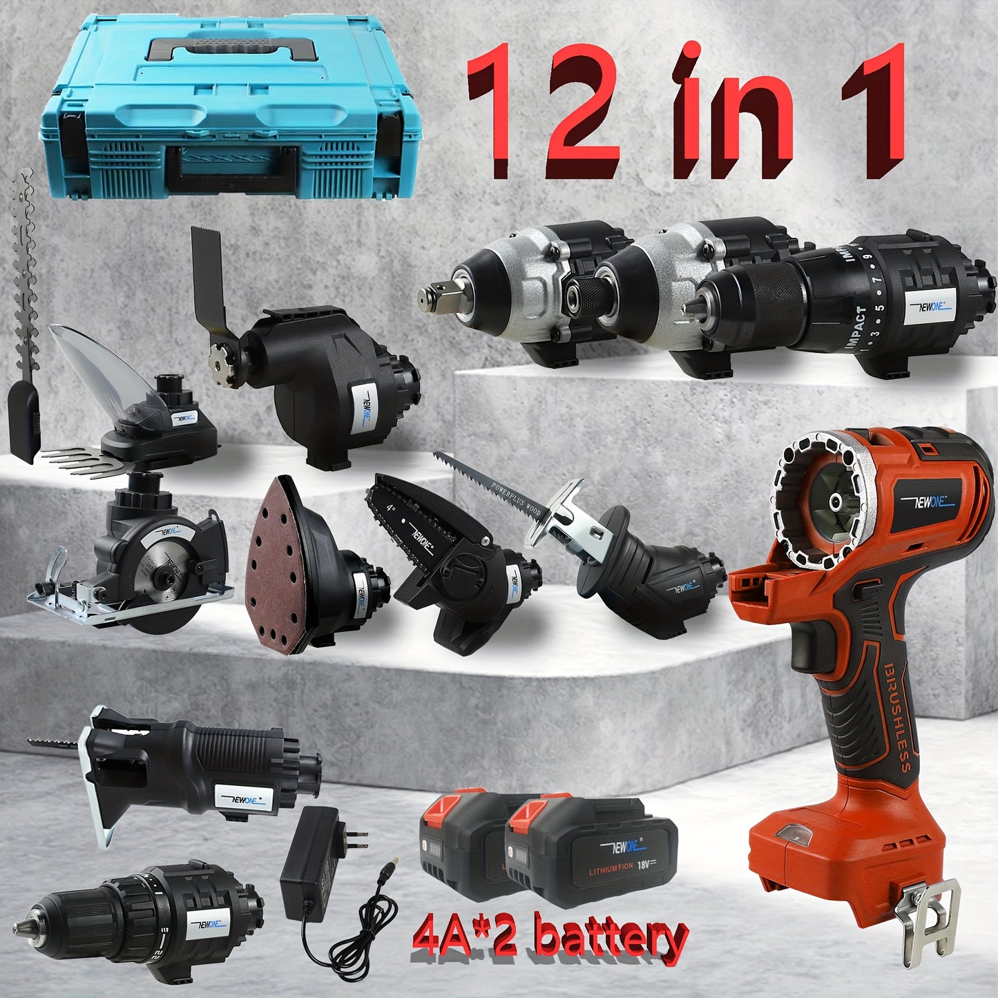 Accuboormachine – Schroefboormachine – Klopboormachine – Boormachine – Multitool – 18V Brushless Motor – 12-in-1 Accessoires Set