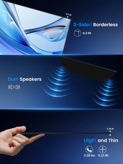 Draagbare Monitor QLED 4K 18.4 Inch EVICIV Mobiel Display met UHD 3840 * 2160 1500:1 IPS Scherm USB C Mini HDMI voor Laptop PC Xbo, VESA-monteerbaar