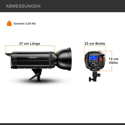 Walimex pro Niova 200 Plus Daglicht dimbare LED videolamp met Bowens reflector & zachte diffuser I Studiolamp met COB LED technologie I 5600 K, CRI=93 I Lichtsterkte instelbaar van 10-100%
