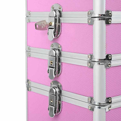Make-up Organizer – Make-up Opberger – Cosmetica Opberger – Make-up Kast – Make-up Box – Roze Variant – Uitbreidbaar Met 4 Niveaus – Duurzame Aluminium Constructie Met Wieltjes
