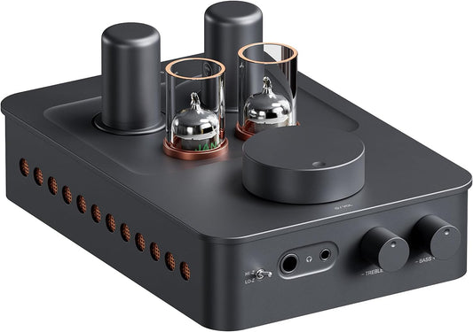 Fosi Audio GR70 Buizen Hoofdtelefoonversterker, Authentieke Buizenversterking met Vacuum, Mini HiFi Voorversterker voor Home Audio, 3.5mm & 6.35mm Jacks, Ondersteuning 16-300 ohm Impedantie