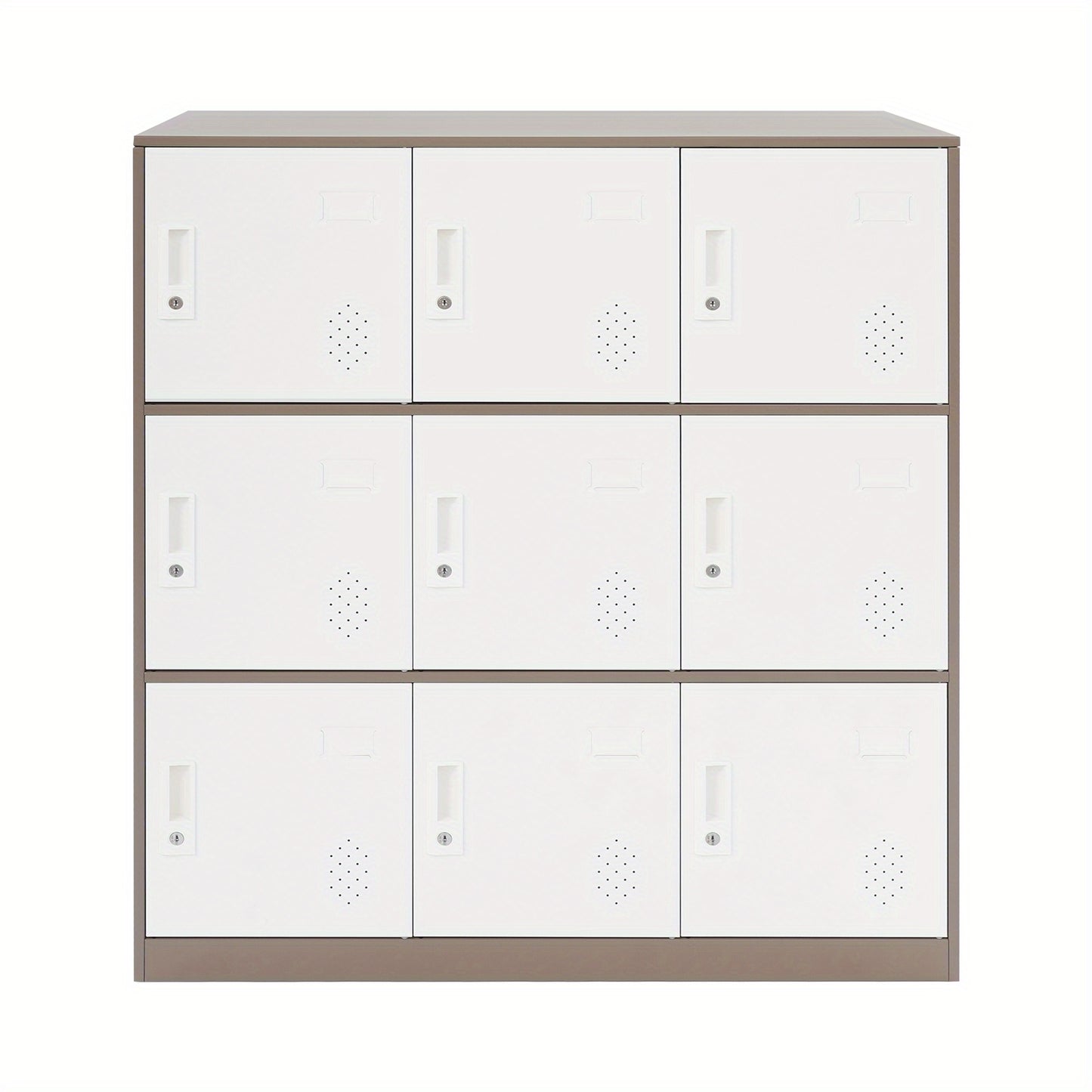 9-Door Heavy-Duty Lockable Metal Storage Cabinet with Card Slots & Key Lock - Modern Floor-Standing Office Cabinet with 9 Individual Compartments, 74.84KG/Shelf Capacity, Easy Assembly for Home Office, School, Business - Cont