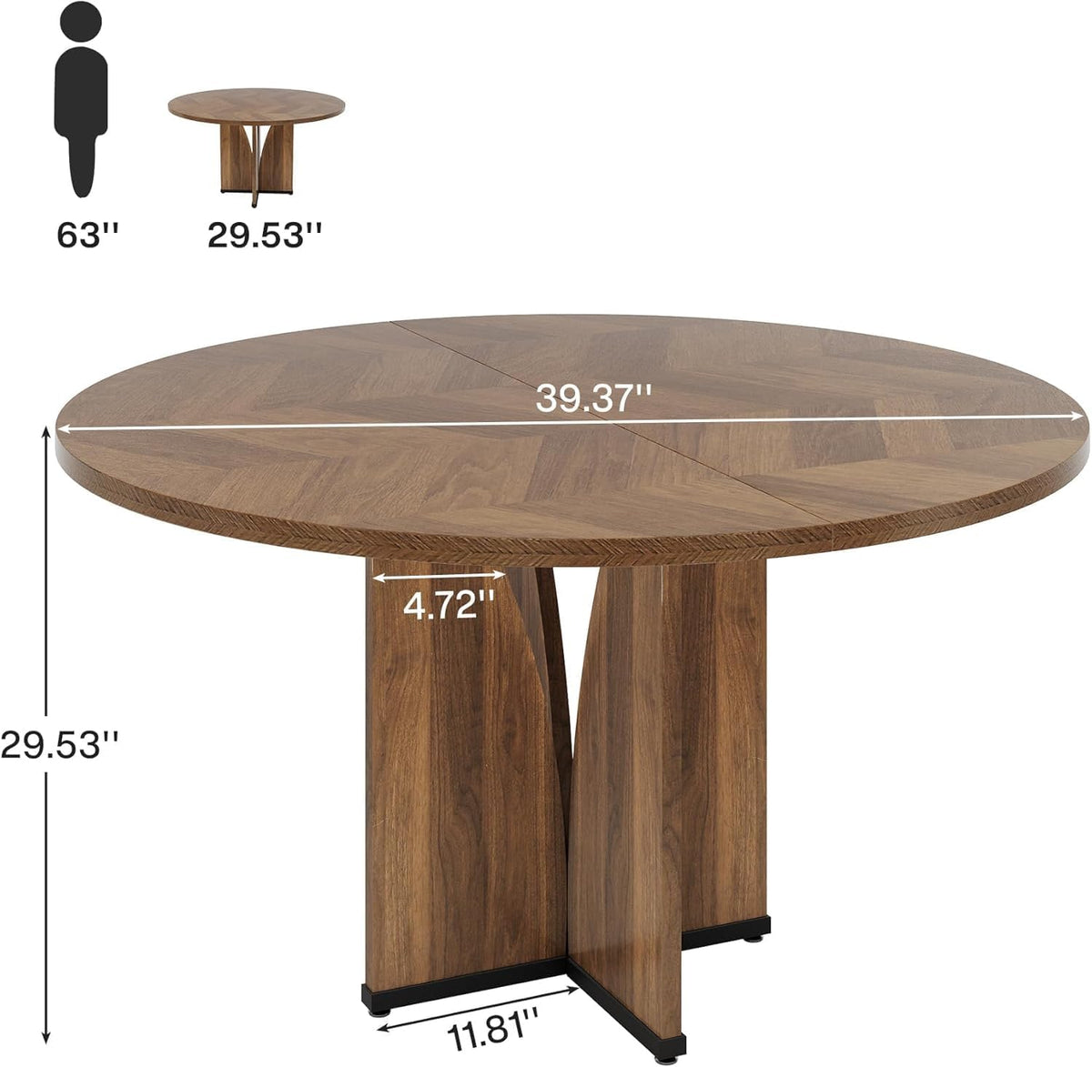 Ronde Eettafel – Ronde Tafel – Houten Tafel – Keukentafel – Eetkamertafel – 100 cm Diameter – Krasbestendig Houtfineer - QUORE
