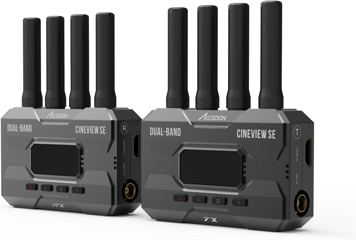 Accsoon CineView SE Wireless Transmitter Receiver System SDI & HDMI Dualband-technologie 2,4 GHz 5 GHz 1200 ft/50 ms HD camerabesturing iOS Android voor Tik-Tok YouTube Live Streaming.