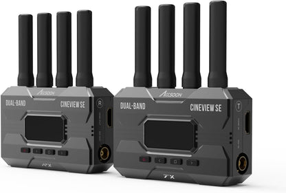 Accsoon CineView SE Wireless Transmitter Receiver System SDI & HDMI Dualband-technologie 2,4 GHz 5 GHz 1200 ft/50 ms HD camerabesturing iOS Android voor Tik-Tok YouTube Live Streaming.