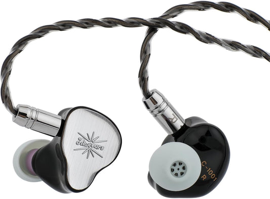 Hybride In-Ear Monitor – In-Ear Oordopjes – Bedrade Oortjes – IEM Oortjes – In-Ear Koptelefoon – Zilver – 2DD+2BA Hybride Driveropbouw – Afneembare 2-Pins Kabel