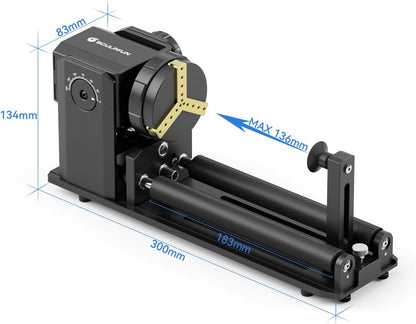 SCULPFUN RA Pro Max Rotary Roller, 4-in-1 roterende Chuck voor lasergraveermachine, Y-as rotatiemodule, met 180° instelbare hoek, voor het graveren van cilindrische, onregelmatige ronde objecten