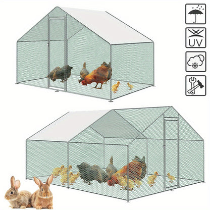 Kippenren – Kippenhok – Buitenren – Pluimveehok – Dierenren – Gegalvaniseerd Stalen Frame – PE Zonwering Waterdicht – 3x2x2 Meter Groot