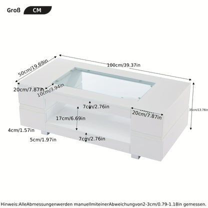 Witte Salontafel – Koffietafel – Bijzettafel – Tafel – Lounge Tafel – Moderne Open Opbergruimte – Duurzaam Bamboe – Compact & Laag (<69 cm)