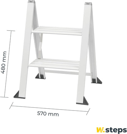 WIBE LADDERS, VIKINGSTEP Color, trapladder MIDI, 728402, extreem compacte trapladder in wit gelakt
