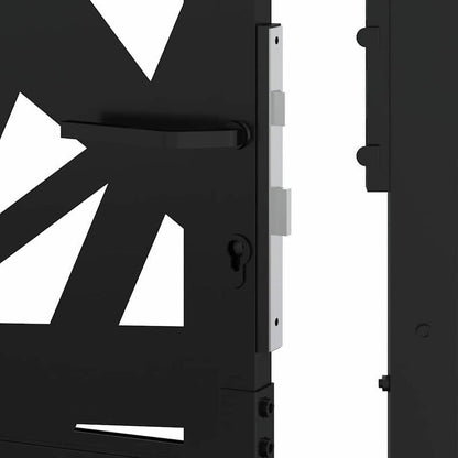 Poort – Tuinpoort – Toegangspoort – Gaaspalenz – Slagpoort – Zwart Stalen Poort – Ingebouwde Verlichting – 105x180 cm