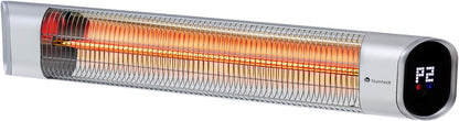 Blumfeldt Dark Wave infraroodstraler, vermogen: 2000 W, MinimalGlare verwarmingsbuis: goudgecoate koolstofbuis, 9 verwarmingsniveaus, 24-uurs timer, IP65, touch-bedieningspaneel en LED-display, zilver