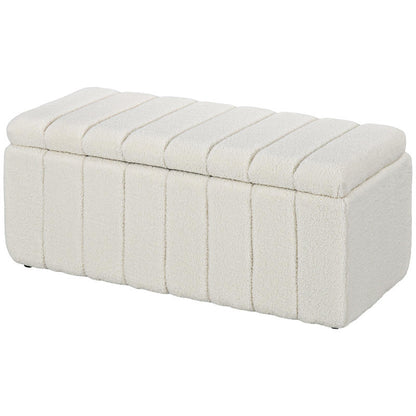 Opbergbank – Zitbank – Opbergbank – Opbergbox – Halbank – Gestoffeerd – 120 kg Draagkracht – 102x45x46 cm Crème