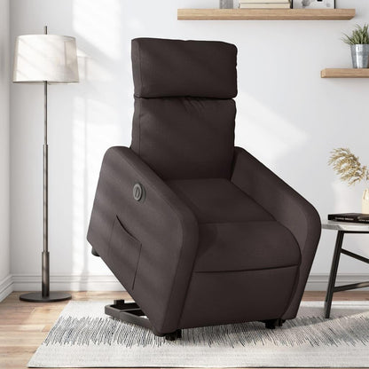 Relaxstoel Elektrisch – Relaxfauteuil – Sta-op Stoel – TV Stoel – Ligstoel – Donkerbruin Stof – Elektrische Opstahulp – Verstelbare Ligfunctie 135°