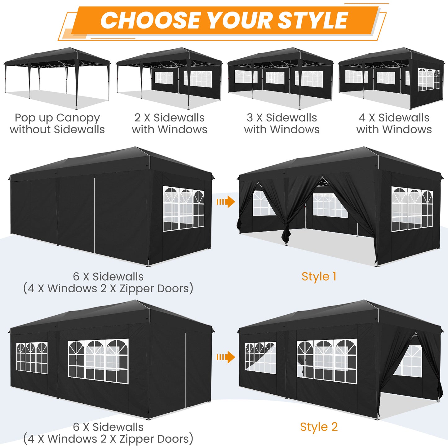 Pop-Up Partytent – Overkapping – Tent – Partytent Met Zijwanden – 3x6 Meter – Aluminium Frame – UV-Bestendig